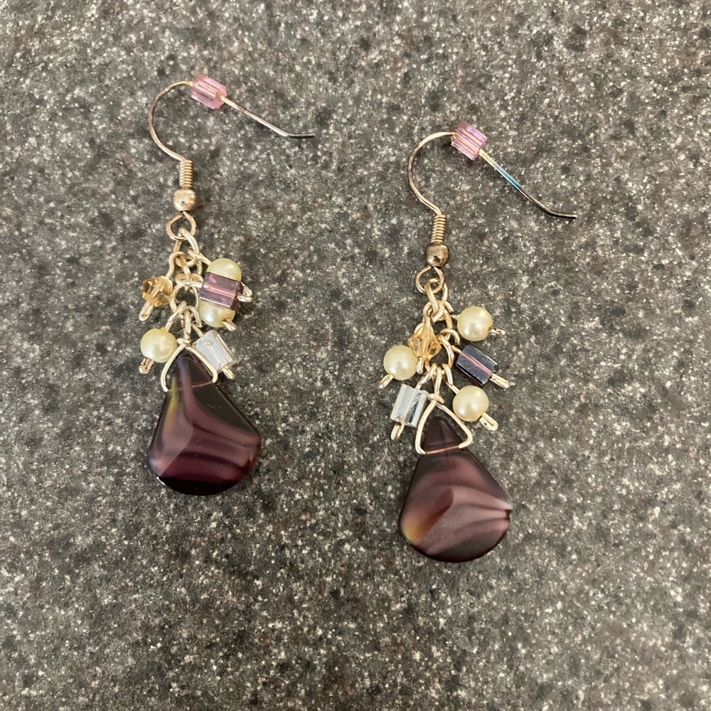 Purple beaded earrings